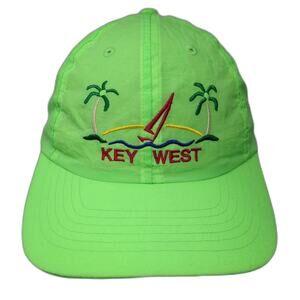 Key West Slideback Hat Green One Size Adjustable Embroidered Mega Cap